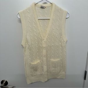 Vintage Cream Sweater Vest Cardigan